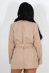 Gisa Tan Fur Waterfall Jacket-Jackets