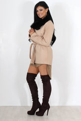 Gisa Tan Fur Waterfall Jacket-Jackets