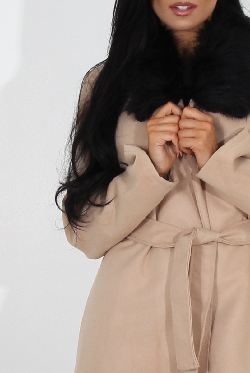 Gisa Tan Fur Waterfall Jacket-Jackets