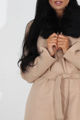 Gisa Tan Fur Waterfall Jacket-Jackets