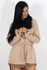 Gisa Tan Fur Waterfall Jacket-Jackets