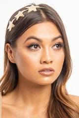 Gold 3 Glitter Star Design Headband - Abrielle-Hair