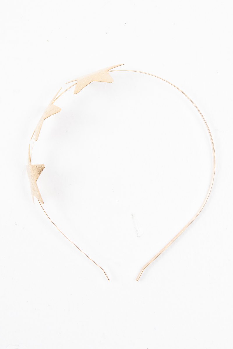 Gold 3 Glitter Star Design Headband - Abrielle-Hair