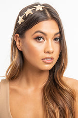 Gold 3 Glitter Star Design Headband - Abrielle-Hair