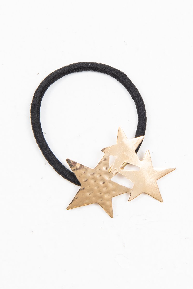 Gold 3 Metallic Star Hair Bobble - Aalia-Hair
