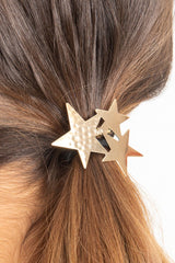 Gold 3 Metallic Star Hair Bobble - Aalia-Hair