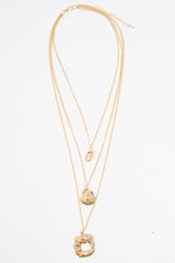 Gold Abstract Shell Detail Pendant Necklace - Sharna-Jewellery
