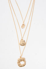 Gold Abstract Shell Detail Pendant Necklace - Sharna-Jewellery
