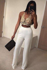 Gold Applique Sheer Halter neck Bralet - Shawna-Crop Tops