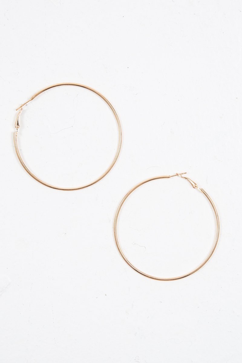 Gold Basic Large Hoop Earrings - Kaiana-Jewellery