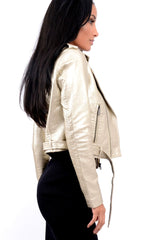Gold Biker Jacket - Hanna-Jackets