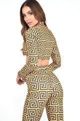 Gold Black Greek Crop Top Leggings Co-Ord - Artemis-Co-ords