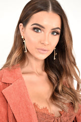 Gold Black Lion Detail Square Earrings - Tianah-Jewellery