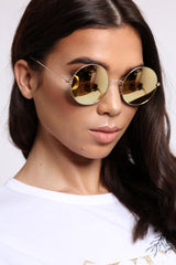 Gold Brown Tinted Lens 90's Round Metal Sunglasses - Solstice-Sunglasses