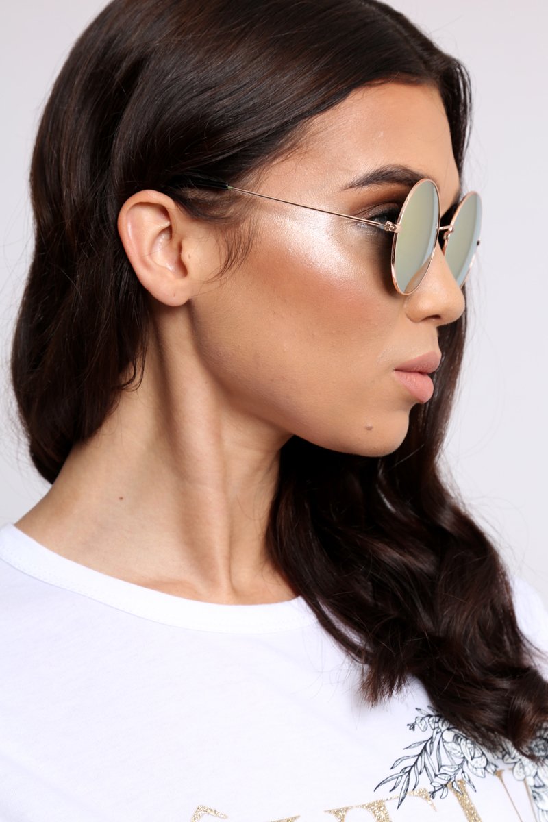 Gold Brown Tinted Lens 90's Round Metal Sunglasses - Solstice-Sunglasses