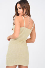Gold Cami Knitted Bodycon Dress - Jannelle-Dresses