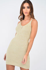 Gold Cami Knitted Bodycon Dress - Jannelle-Dresses