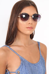 Gold Cat Eye Metallic Sunglasses - Graycie-Sunglasses