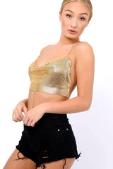 Gold Chain Halter Crop Top - Zayla-Crop Tops