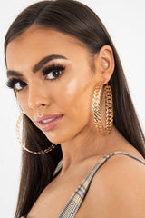 Gold Chain Large Chunky Hoop Earrings - Launa-Jewellery