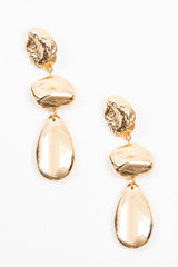 Gold Chunky 3 Drop Stone Earrings - Annalaya-Jewellery