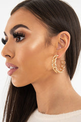 Gold Chunky Chain Hoop Earrings - Florencia-Jewellery
