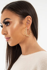 Gold Chunky Chain Hoop Earrings - Florencia-Jewellery