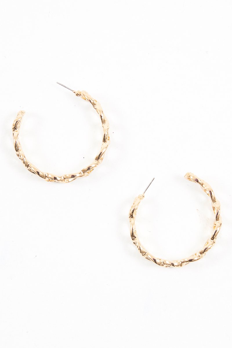 Gold Chunky Chain Hoop Earrings - Florencia-Jewellery