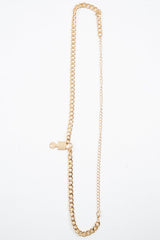 Gold Chunky Chain Padlock Key Belt - Peaches-Belts