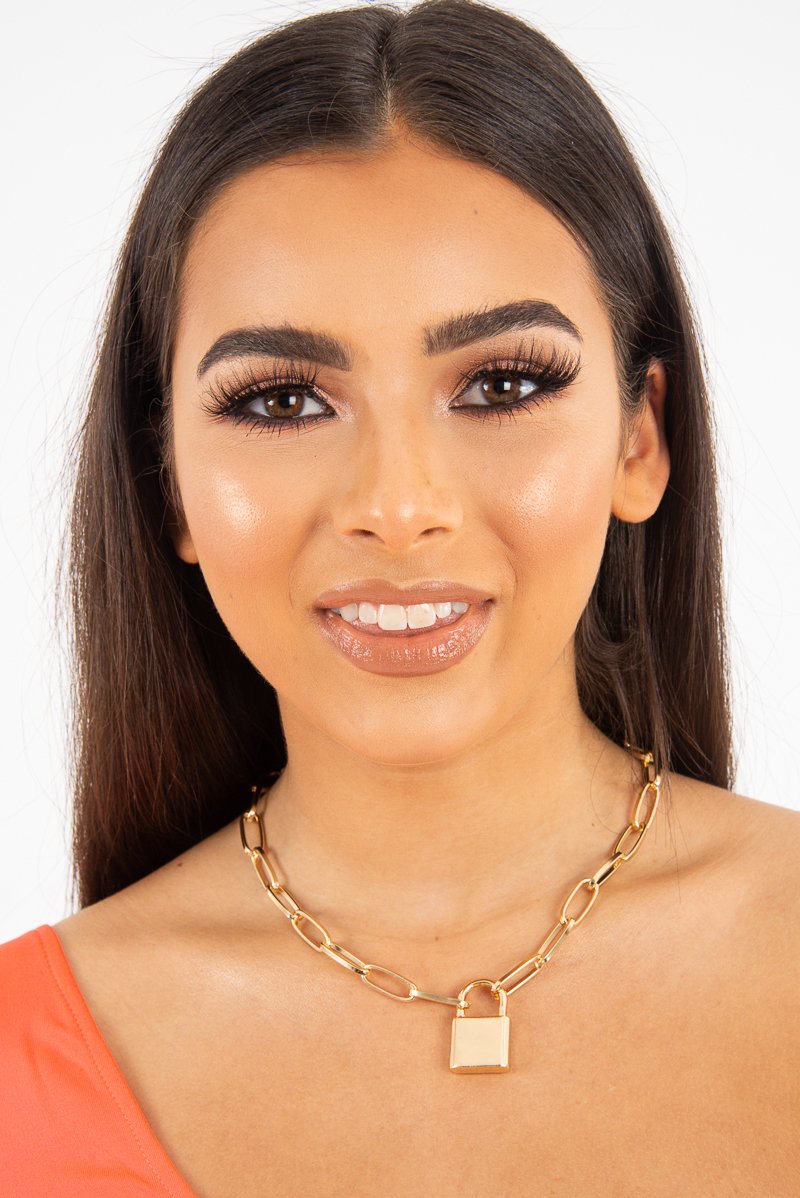 Gold Chunky Padlock Chain Necklace - Texie-Jewellery