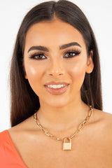 Gold Chunky Padlock Chain Necklace - Texie-Jewellery