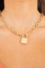 Gold Chunky Padlock Chain Necklace - Texie-Jewellery