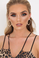 Gold Circle Diamante Earrings - Jacobi-Jewellery