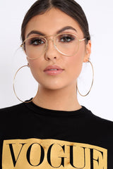 Gold Clear Circle Lens Top Bar Fashion Glasses - Lillie-Sunglasses