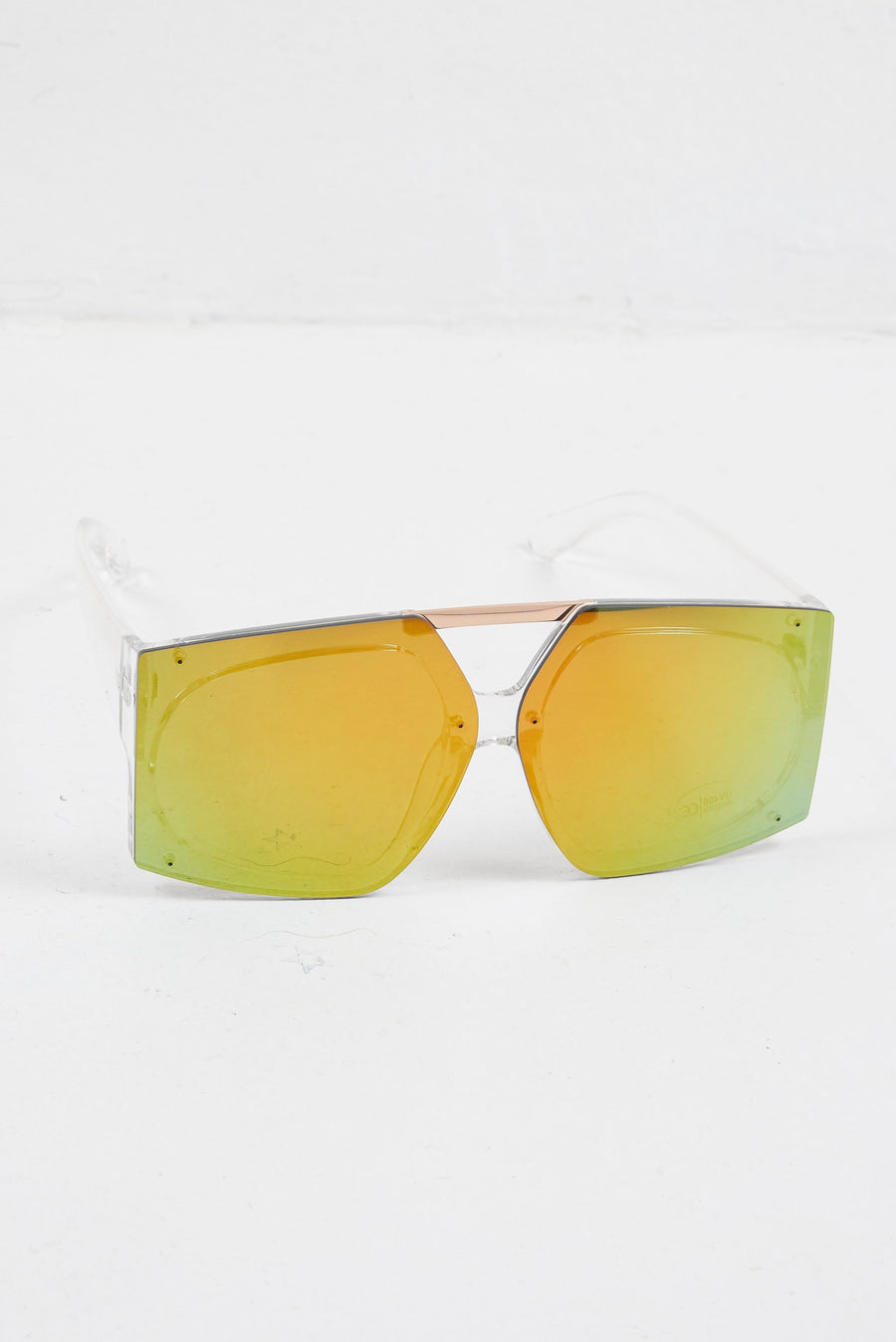 Gold Clear Oversized Square Frame Sunglasses - Valeri-Sunglasses