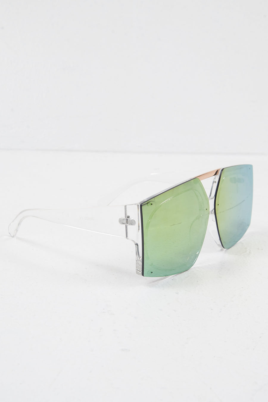 Gold Clear Oversized Square Frame Sunglasses - Valeri-Sunglasses