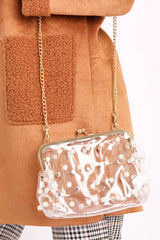 Gold Clear Pearl Embellished Bag - Zynae-Bags