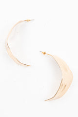 Gold Crinkled Imprinted Curved Earrings - Alyzia-Jewellery