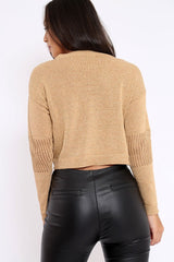 Gold Cropped Glitter Jumper - Dannie-Jumper