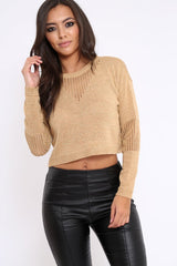 Gold Cropped Glitter Jumper - Dannie-Jumper