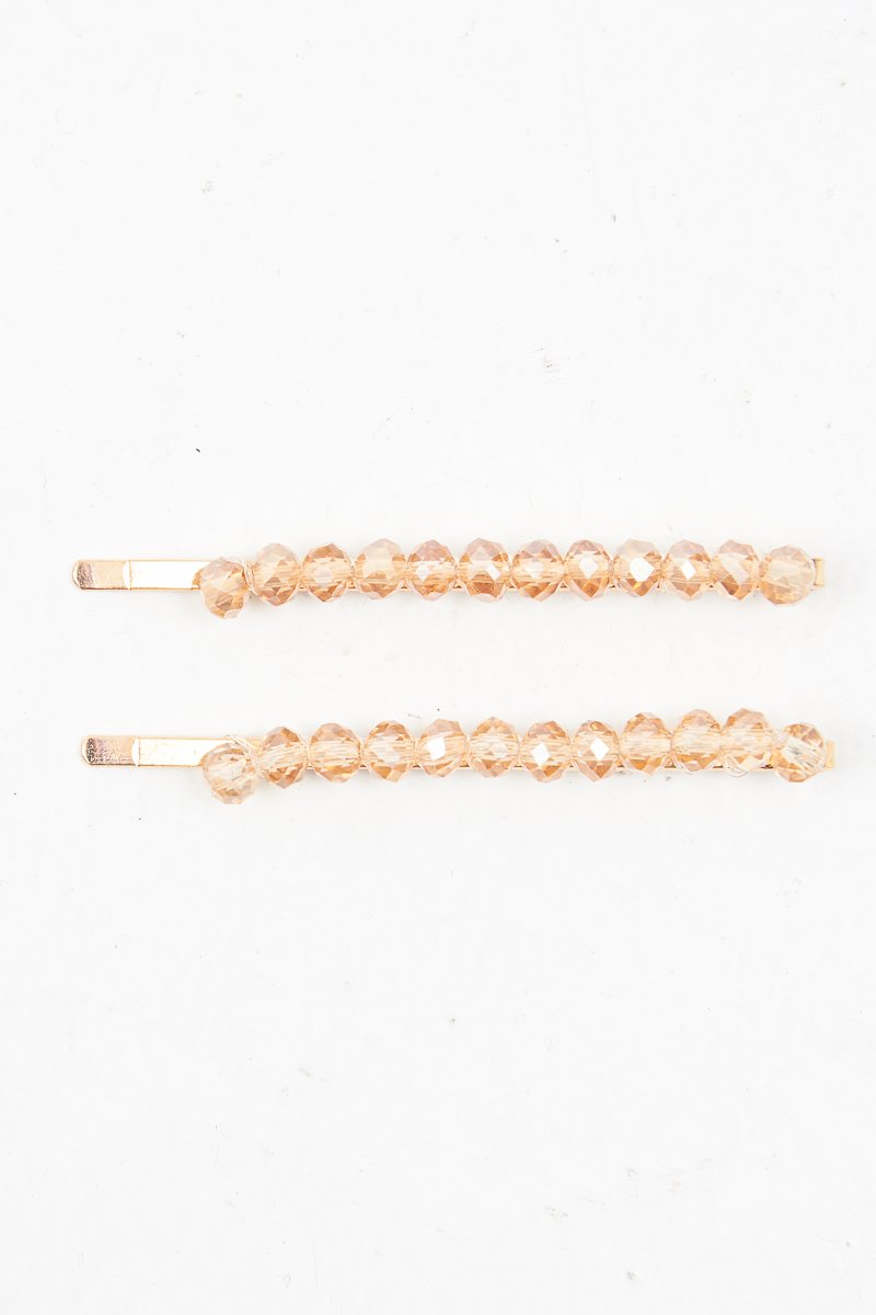 Gold Crystal Embellished Pack of 2 Hair Clips - Patrice-Hair