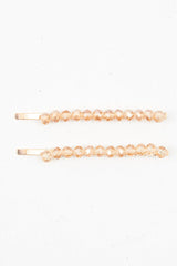 Gold Crystal Embellished Pack of 2 Hair Clips - Patrice-Hair
