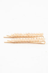 Gold Crystal Embellished Pack of 2 Hair Clips - Patrice-Hair