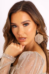 Gold Diamante Chain Statement Earrings - Onna-Jewellery