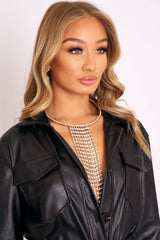 Gold Diamante Drop Tassel Necklace - Demi-Jewellery