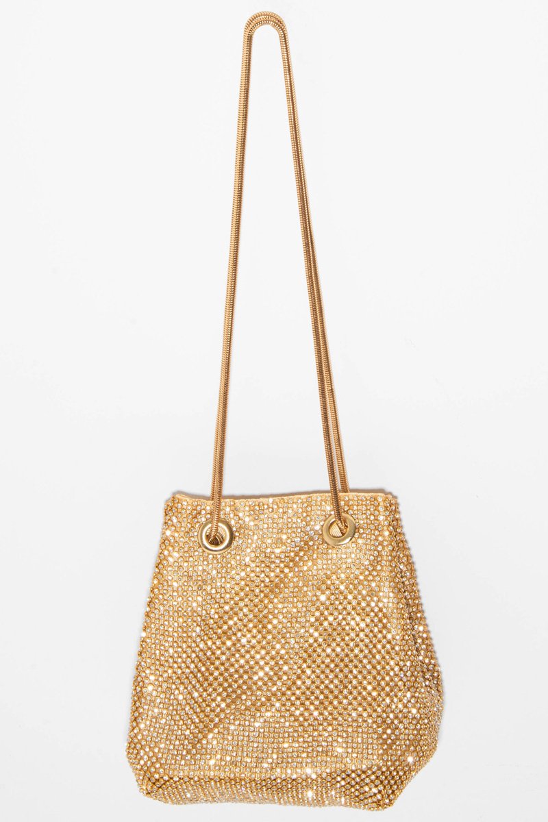 Gold Diamante Embellished Snake Chain Bag - Eliane-Bags