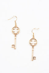 Gold Diamante Key Earrings - Valery-Jewellery