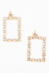 Gold Diamante Square Drop Earrings - Alita-Jewellery