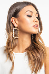 Gold Diamante Square Drop Earrings - Alita-Jewellery