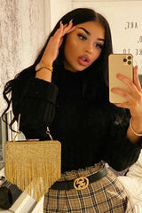 Gold Diamante Tassel Box Clutch - Geri-Bags